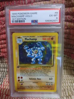 Machamp #8 1999 Pokemon Base Set 1st Edition 8/102 Rare Holo Graded PSA 6 - Image 1