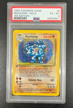 1999 Pokemon Machamp Base Holo Rare 8/102 PSA 6 EX-MT 1st Edition - Image 1