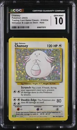 CGC 10 GEM MINT Chansey 015/034 CLV TCG Classic Venusaur Deck Holo Pokemon 2023 - Image 1