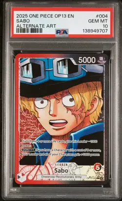 One Piece TCG Sabo Alternate Art Leader OP13-004 Carrying On His Will - PSA 10 - Image 1