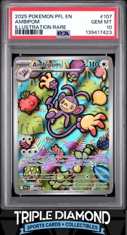 2025 Pokemon Phantasmal Flames #107/094 Ambipom Illustration Rare PSA 10 B142 - Image 1