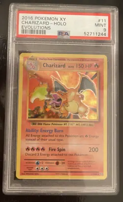 2016 POKEMON XY EVOLUTIONS #11 CHARIZARD-HOLO EVOLUTIONS PSA 9 Mint - Image 1