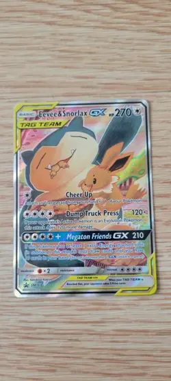 FULL ART Eevee & Snorlax GX ULTRA RARE SM Tag Team Up SM169 Pokemon Promo NM - Image 1