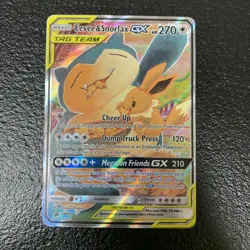 FULL ART Eevee & Snorlax GX ULTRA RARE SM Tag Team Up SM169 Pokemon Promo NM - Image 1
