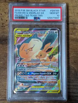 Pokemon S&M Alt Art Promo Eevee & Snorlax GX SM169 - PSA 10 Gem Mint - Image 1
