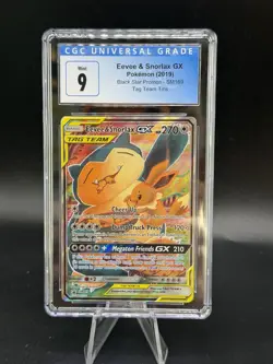 Pokemon Eevee & Snorlax GX Black Star Promo SM169 Tag Team Card CGC 9 - Image 1