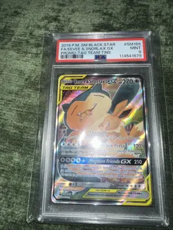 PSA 9 Eevee & Snorlax GX SM169 Tag Team Promo Sun & Moon English Pokemon | Mint - Image 1