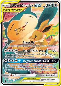 FULL ART Eevee & Snorlax GX ULTRA RARE SM Tag Team Up SM169 Pokemon Promo LP - Image 1