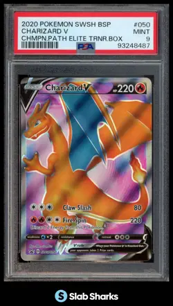 2020 POKEMON BLACK STAR PROMOS #SWSH050 CHARIZARD V CHAMPION'S PATH ETB PSA 9 - Image 1