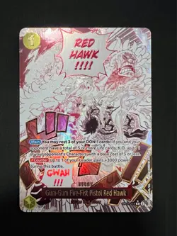 Gum-Gum Fire-Fist Pistol Red Hawk OP11-114 Manga Alternate Art One Piece Card En - Image 1