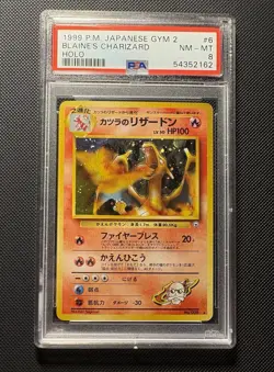 1998 Pokemon Card Japanese Gym 2 Pocket Monsters Holo BLAINE'S CHARIZARD PSA 8 - Image 1