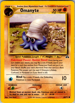Omanyte 60/75 - NM - Yuka Morii Clay Art - Neo Discovery Pokemon Card - Image 1