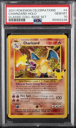 2021 POKEMON CELEBRATIONS CLASSIC COLL #4 CHARIZARD-HOLO PSA 10 - Image 1