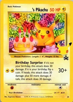 Pokemon TCG Birthday Pikachu Holo 24 Celebrations NM (SKU 1-1) - Image 1