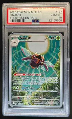 2025 Pokemon Mega Evolution Ninjask Illustration Rare #137/132 PSA 10 - Image 1