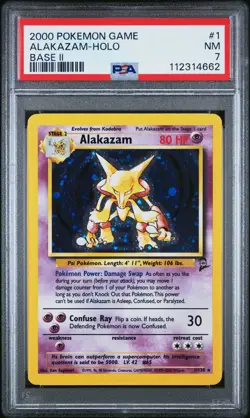 PSA 7 Alakazam-Holo Base 2 #1 2000 Pokemon Game Base Ii 112314662 - Image 1
