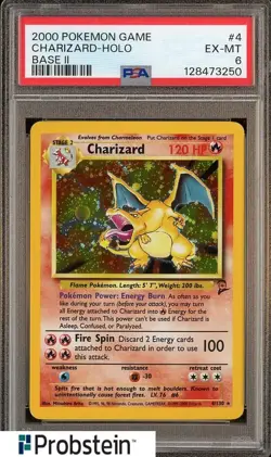 2000 Pokemon Game Base II #4 Charizard - Holo PSA 6 EX-MT - Image 1