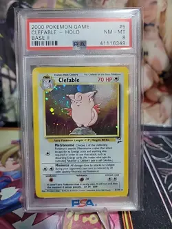2000 Pokemon Game Base II 2 Holo Rare #5 Clefable PSA 8 NM-MT Graded *swirl* - Image 1