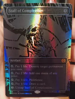 Staff of Compleation (Oil Slick Raised Foil) Phyrexia: All Will Be One Foil - Image 1