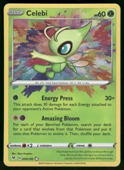Celebi 009/185 Amazing Rare Holo NM Pokemon SWSH04: Vivid Voltage - Image 1