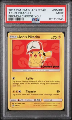 2017 Pokemon Sm Black Star Promo #SM109 Ash'S Pikachu PSA 9 - Image 1