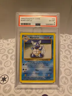 1999 Pokemon TCG Wartortle Evolution Box Error Base Set 42/102 PSA 6 - Image 1