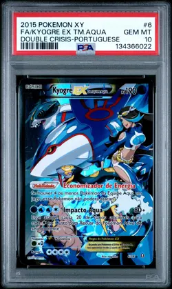 2015 POKEMON XY DOUBLE CRISIS #6 FULL ART/KYOGRE EX DA EQUIPE AQUA PSA 10 - Image 1