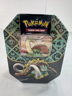 Pokemon Paldean Fates Great Tusk ex Tin (4 Packs) New Sealed English NEW SEALED - Image 1