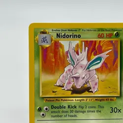 Nidorino 37/102 - Common 1999 English Base Set Pokemon Card - Near Mint NM & LP - Image 2