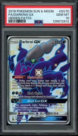 Pokemon PSA 10 Darkrai GX SV70/SV94 Sun & Moon Hidden Fates Shiny Vault Mint - Image 1