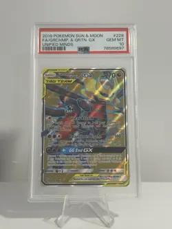 2019 POKEMON SUN & MOON UNIFIED MINDS FA/GARCHOMP & GIRATINA GX #228 PSA 10 - Image 1