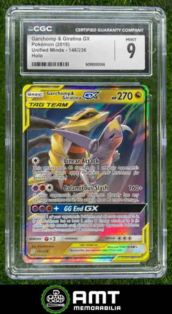 Garchomp & Giratina GX CGC 9 2019 Pokemon Sun Moon Unified Minds Holo #146/236 - Image 1