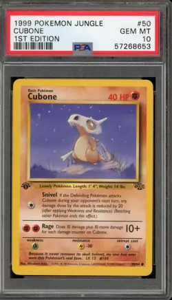 Pokemon Cubone Jungle 1st Edition #50 PSA 10 Gem Mint - Image 1