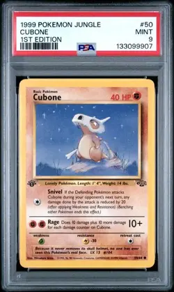 PSA 9 Cubone 1st Edition Jungle 1999 Pokemon 50/64 - Image 1