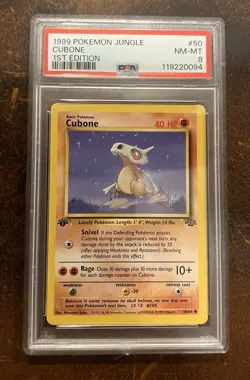 1999 Cubone Pokemon Jungle First 1st Edition #50 PSA 8 - Image 1