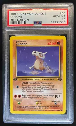 1999 Pokemon Jungle 1st Edition Cubone #50/64 PSA 10 - Image 1