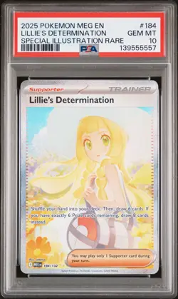 2025 POKEMON MEG EN-MEGA EVOLUTION #184 LILLIE'S DETERMINATION PSA 10 - Image 1