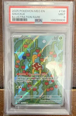 2025 POKEMON MEG EN-MEGA EVOLUTION ILLUSTRATION RARE #136 SHUCKLE PSA 9 - Image 1