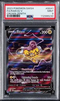RAIKOU V #GG41 PSA 9 2023 POKEMON SWORD & SHIELD CROWN ZENITH FULL ART NEW CERT - Image 1
