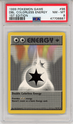1999 POKEMON GAME DBL. COLORLESS ENERGY 1ST EDITION - PSA 8 - #96 96/102 GENUINE - Image 1