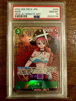PSA 10 Nami OP02-036 SR Alternate Art Paramount War OP02 One Piece TCG Japanese - Image 1