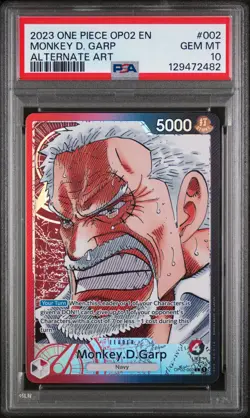 2023 ONE PIECE OP02-PARAMOUNT WAR ALTERNATE ART #002 MONKEY D. GARP PSA 10 - Image 1