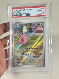 PSA 10 Chansey 187/167 SV06 GEM MINT Twilight Masquerade Holo Art Pokemon Card - Image 2