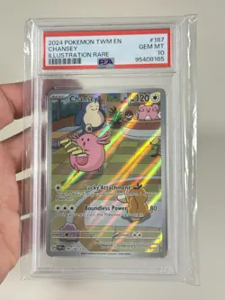PSA 10 Chansey 187/167 SV06 GEM MINT Twilight Masquerade Holo Art Pokemon Card - Image 3