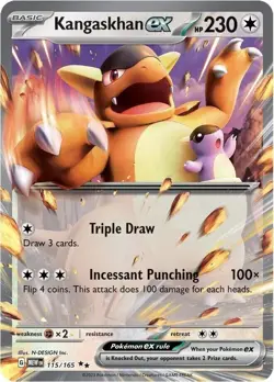Kangaskhan EX 115/165 Pokemon 151 Ultra Rare TCG Card English Near MINT - Image 1