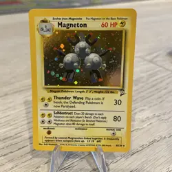 MAGNETON 9/130 Swirl Base Set 2 WotC HOLO Foil Rare 2000 Pokemon Card - LP+ - Image 1