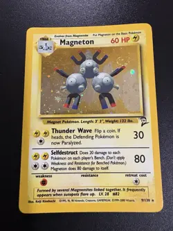 Magneton Base Set 2 Vintage Holo Rare Pokemon W/ A Swirl WOtC Card #9/130 Nm-Lp - Image 3