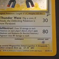 Magneton 9/130 - SWIRL Holo RARE - BASE SET 2 - VINTAGE WOTC POKEMON CARD - LP - Image 4