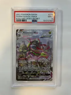 PSA 9 Rayquaza VMAX 218/203 Evolving Skies Alt Art Secret Rare Pokemon - Image 1