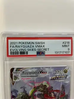 PSA 9 Rayquaza VMAX 218/203 Evolving Skies Alt Art Secret Rare Pokemon - Image 3